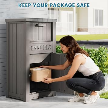 Package Delivery Box for Outside, Large Lockable & Weatherproof Anti-Theft Large Parcel Drop Box for Porch, Curbside, House Storage, Charcoal Gray(60 Gallon)