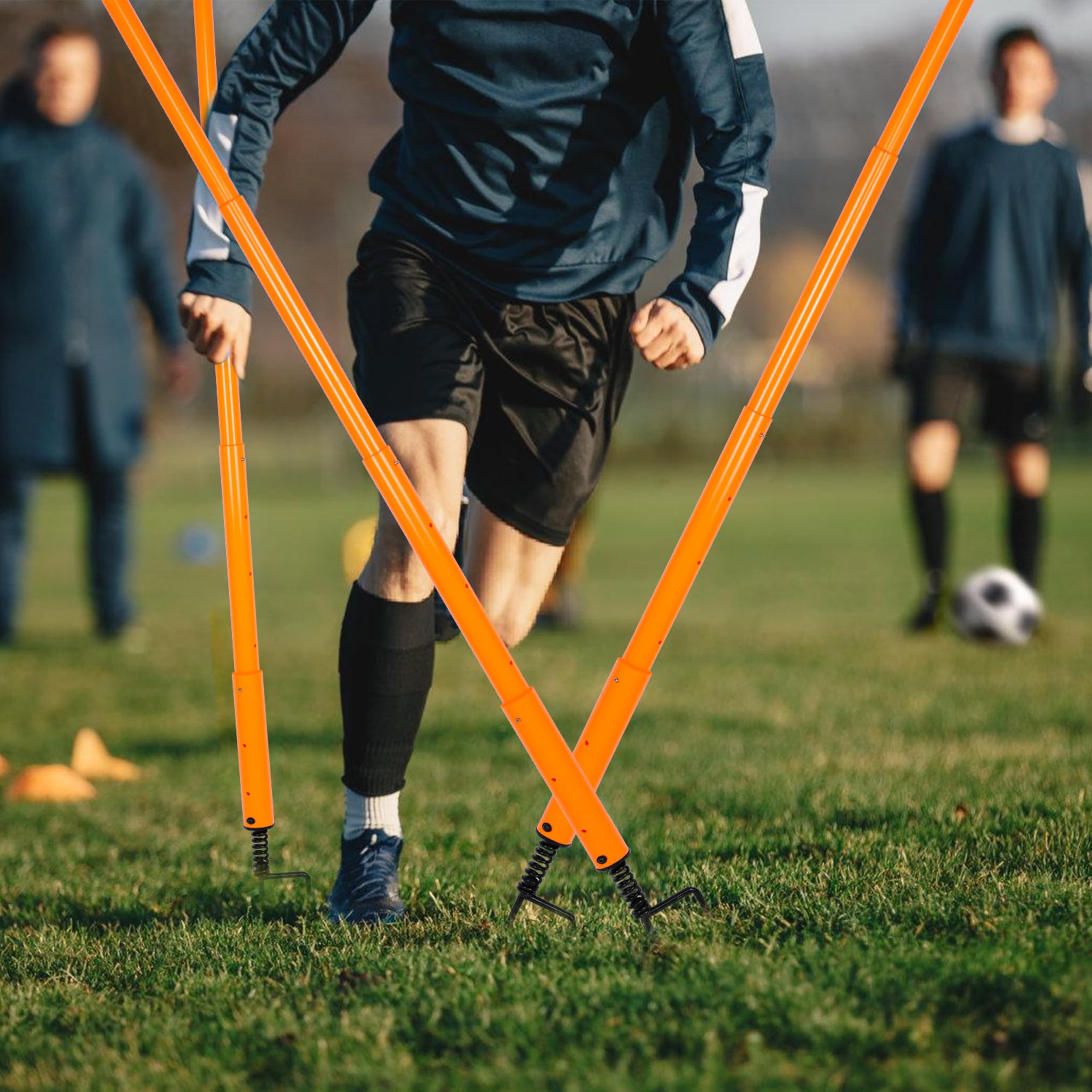 Hikeen Verstellbare Länge, Fußball-Stöcke, Agility-Trainingsstöcke, Slalom-Stöcke und Fußball-Hinderniskurs für Teenager, Fußballtraining, Outdoor-Sport, Geschwindigkeitstrainingsgeräte