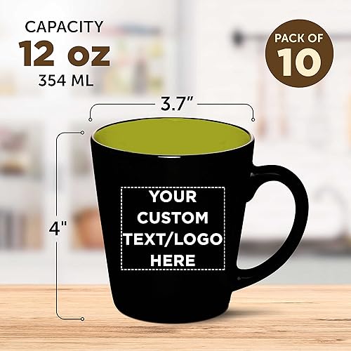 Miniatura 5 de Juego de 100 tazas de café con leche de cerámica personalizadas, 12 onzas, paquete personalizado a granel, perfectas para café, té, espresso, cacao