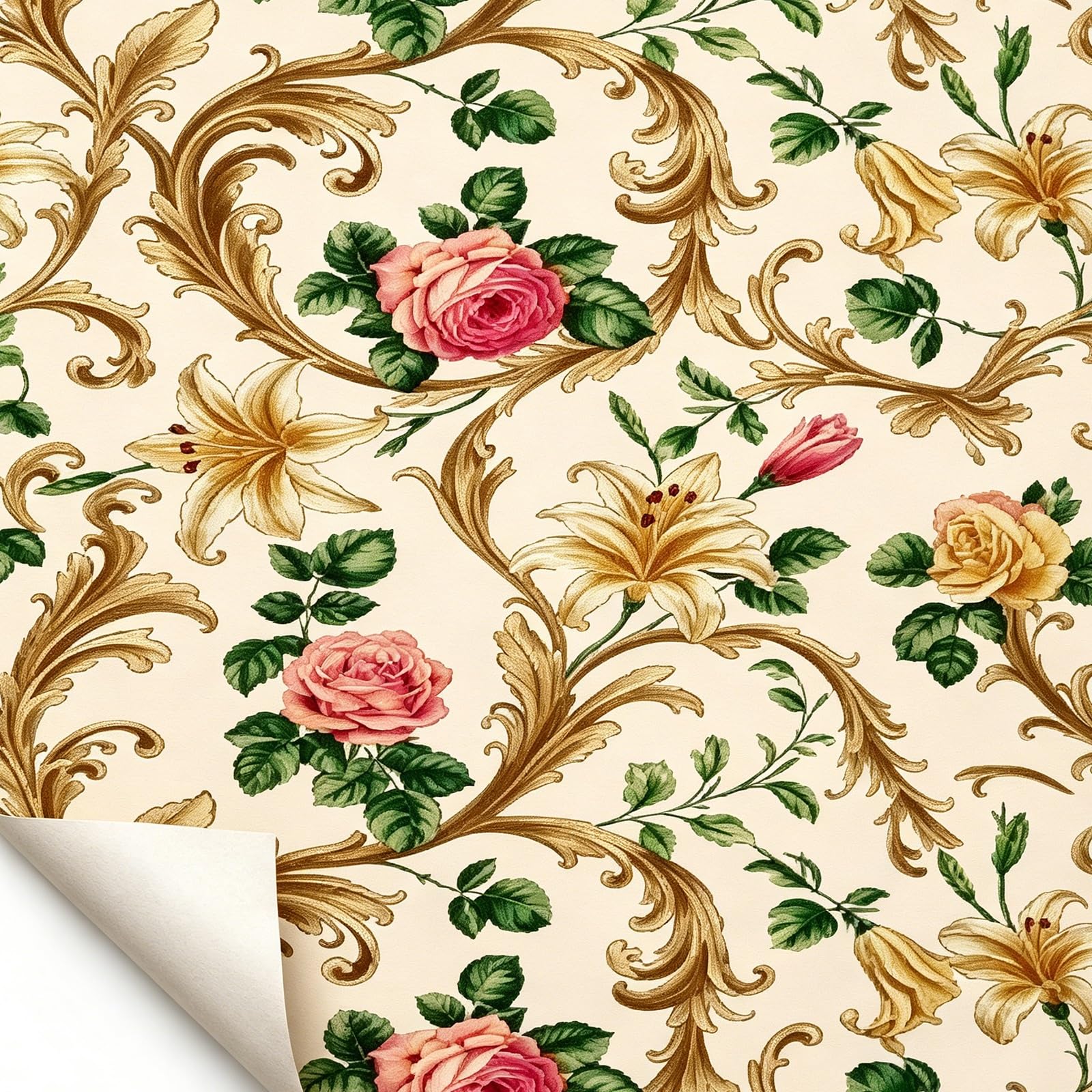 Zynqra F Peel And Stick Wallpaper,Vinyl Loral Modern,Removable,Bedroom Wall Cabinets(,L300cm/118.1In*W44cm/17.3In)