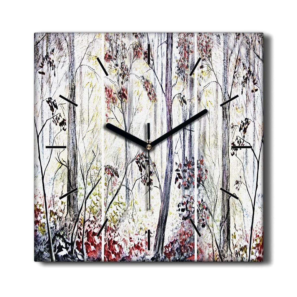 Toile Décoration Horloge Murale 30x30cm salon imprimé feuilles de la forêt