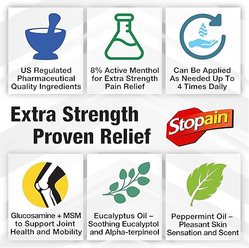 Miniatura 5 de Stopain Gel en rollo para aliviar el dolor de 3 onzas (paquete de 2) fabricado en Estados Unidos, máxima fuerza de acción rápida con MSM,