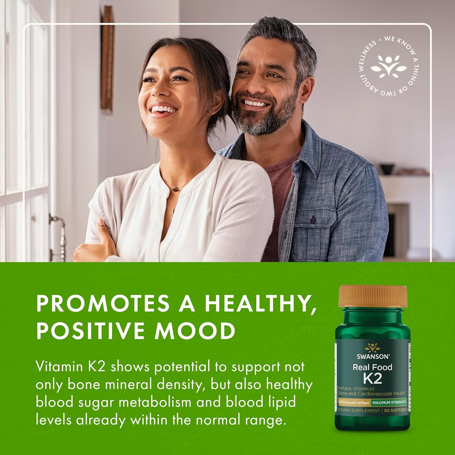 Swanson Maximum Strength Vitamin K2 (MK-7) Bone and Heart Health Supplement for Adults Over 50 Seeking Calcium Regulation - 200 mcg from Japanese Natto (30 Softgels)