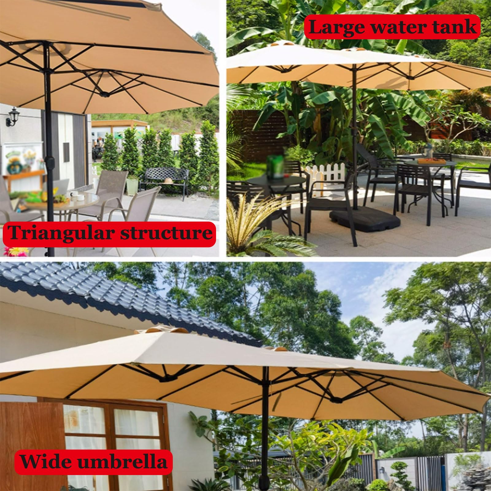 Parasol ogrodowy Duży parasol ogrodowy Wydłużający parasol przeciwsłoneczny na zewnątrz Środkowy filar Parasol stołowy z podstawą do trawnika Ogród Podstawa do napełniania