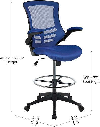 Miniatura 73 de Flash Furniture - Sillas de malla para oficina gris (Dark Gray Mesh),Piel negra suave/malla,Malla roja,Blanco malla,Malla Negra,Azul (Blue