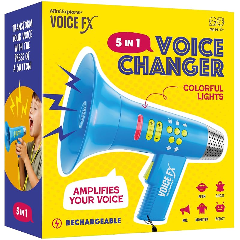 5 In 1 Voice Changer for Kids - Voice Changing Device for Boys & Girls Blue - Multi-colored