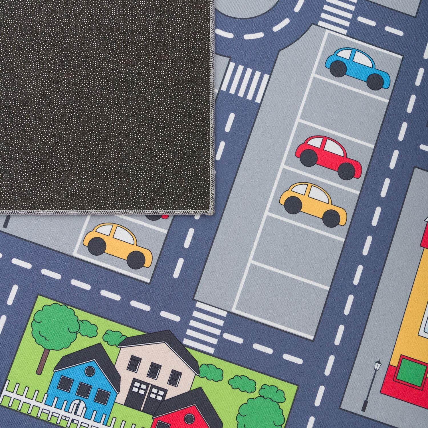 TT Home Tappeto da gioco per la camera dei bambini con motivo di strade e auto, in grigio, Dimensione:160x220 cm