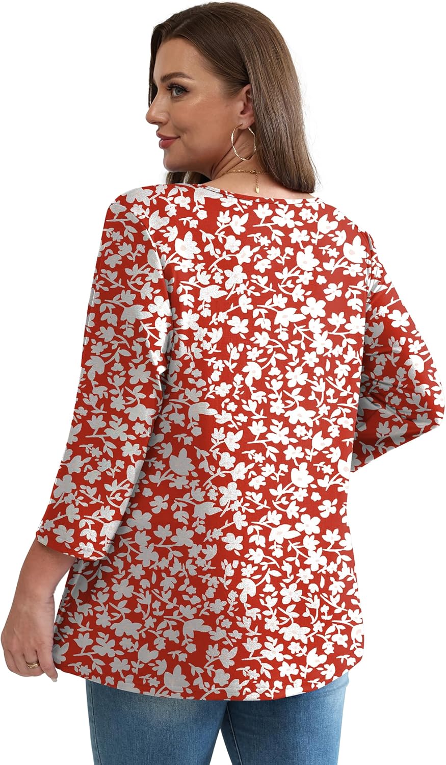 3/4 Length Sleeve Womens Tops 2025 Blouses for Women Dressy Casual Fashion Clothing V Neck Babydoll Tops Fall Outfits - Image 5