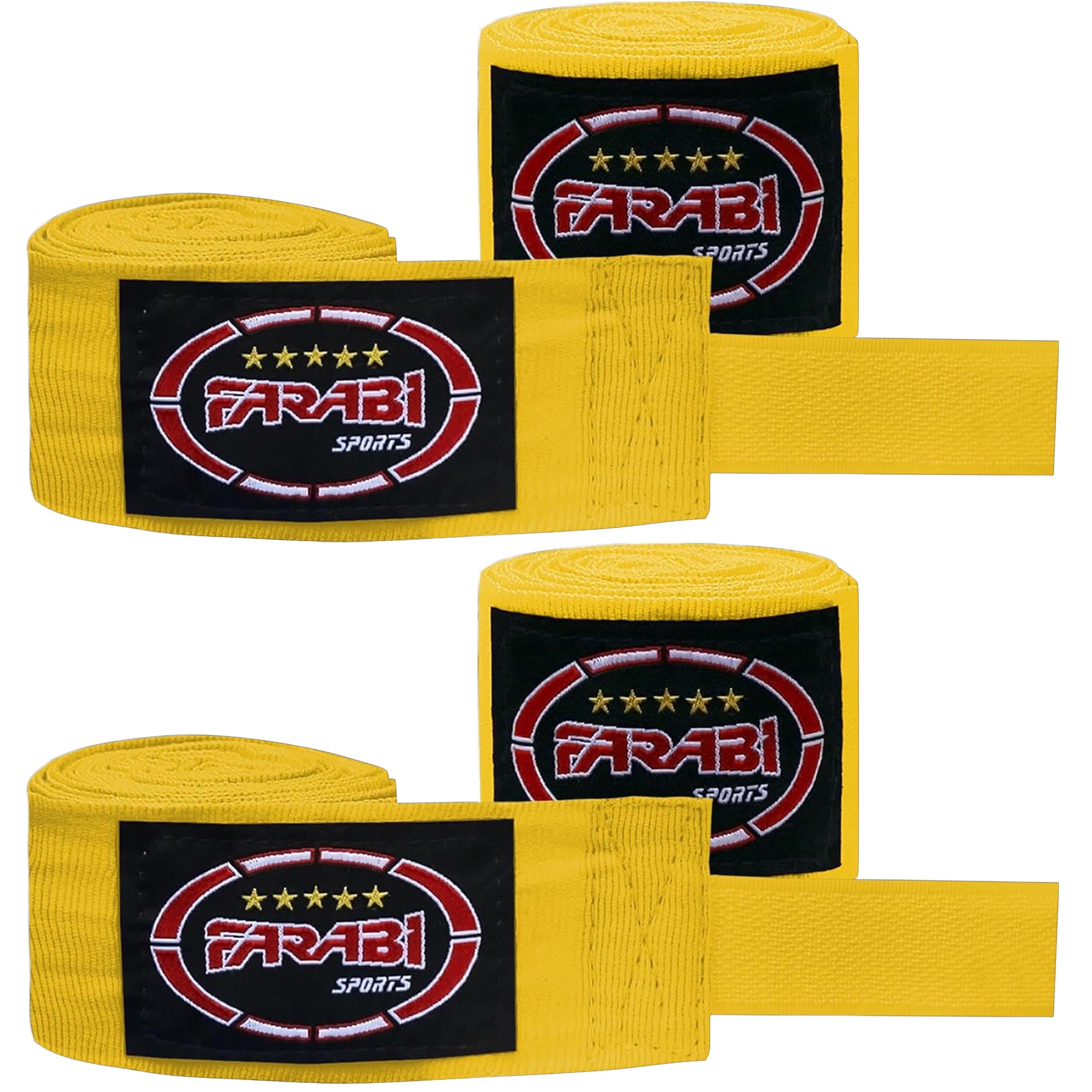 Farabi Sports Kids Boxing Hand wraps 2.5 Meters Long Boxing Wraps with Pair for MMA, Muay Thai, Training, Kickboxing and Combat Sports (Yellow (Pack of 2))