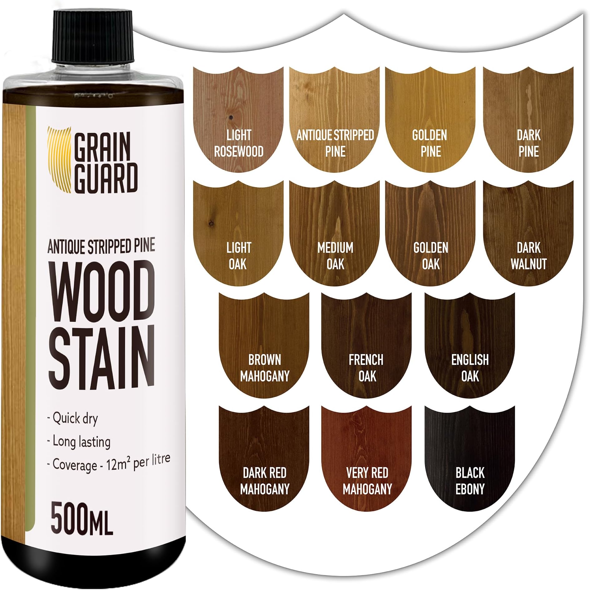 Wood Stain Water Based | Antique Stripped Pine | 500ml | Interior Furniture Stain | Light & Dark Stains | Eco-Friendly & Non-Toxic Wood Dye | Easy Application | Quick Dry & Low Odour