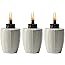 TIKI Brand Herringbone White Glass Tabletop Torch (Set of 3), Size-5.80