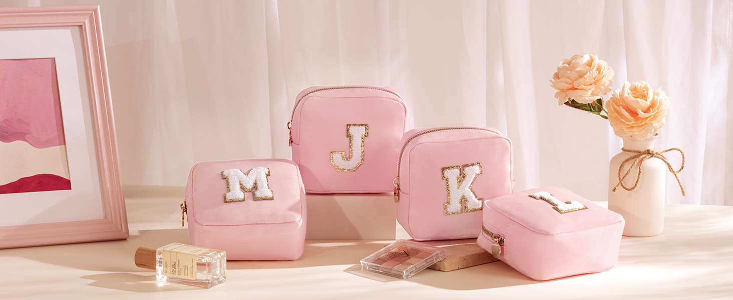 Y1tvei Preppy Patch CHEER - Bolsa De Cosméticos Extragrande De Piel Sintética Con Letras De Chenilla, Color