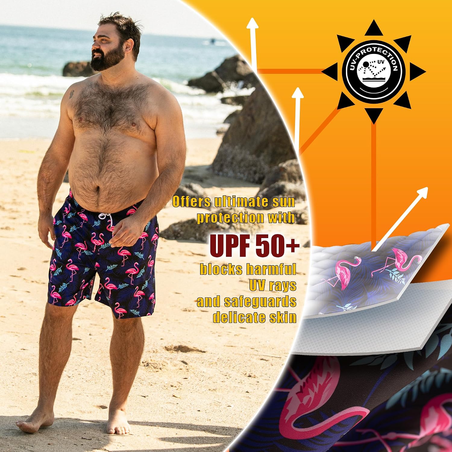 BRISIRA Big and Tall Swim Trunks for Men Bathing Suit with Mesh Lining Quick Dry Board Shorts Beach Swimsuit Pocket