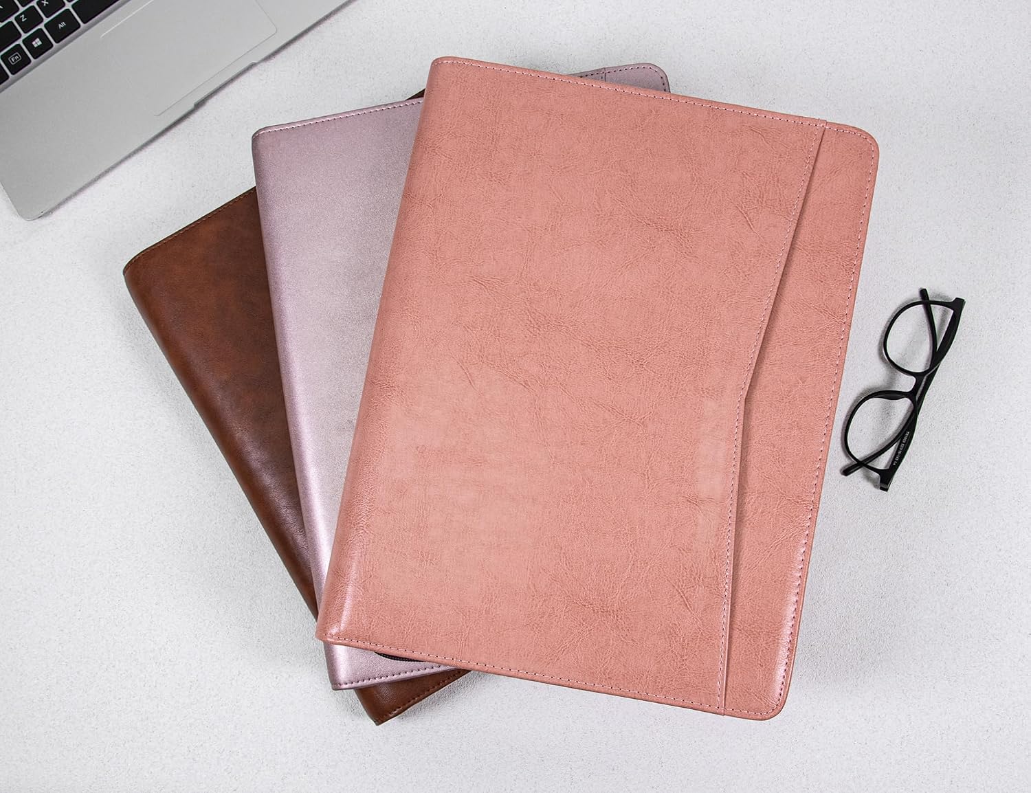 Free Name Engrave, Custom Vegan Leather Portfolio for Women, Personalized Business Padfolio with A4/US Letter Writing Pad Holder, Portfolio Folder for Girlfriend, Wife, Daughter, Customized, Pink image 5