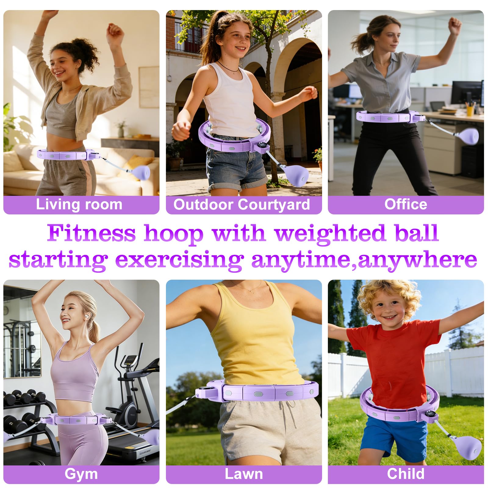 Aro de Hula Hoop Smart para Adultos y Principiantes, aro de Hula Hoop Desmontable con 18 Nudos, Bola de Peso y Contador, para Adelgazar y Ponerse en Forma, para Mujeres y Hombres