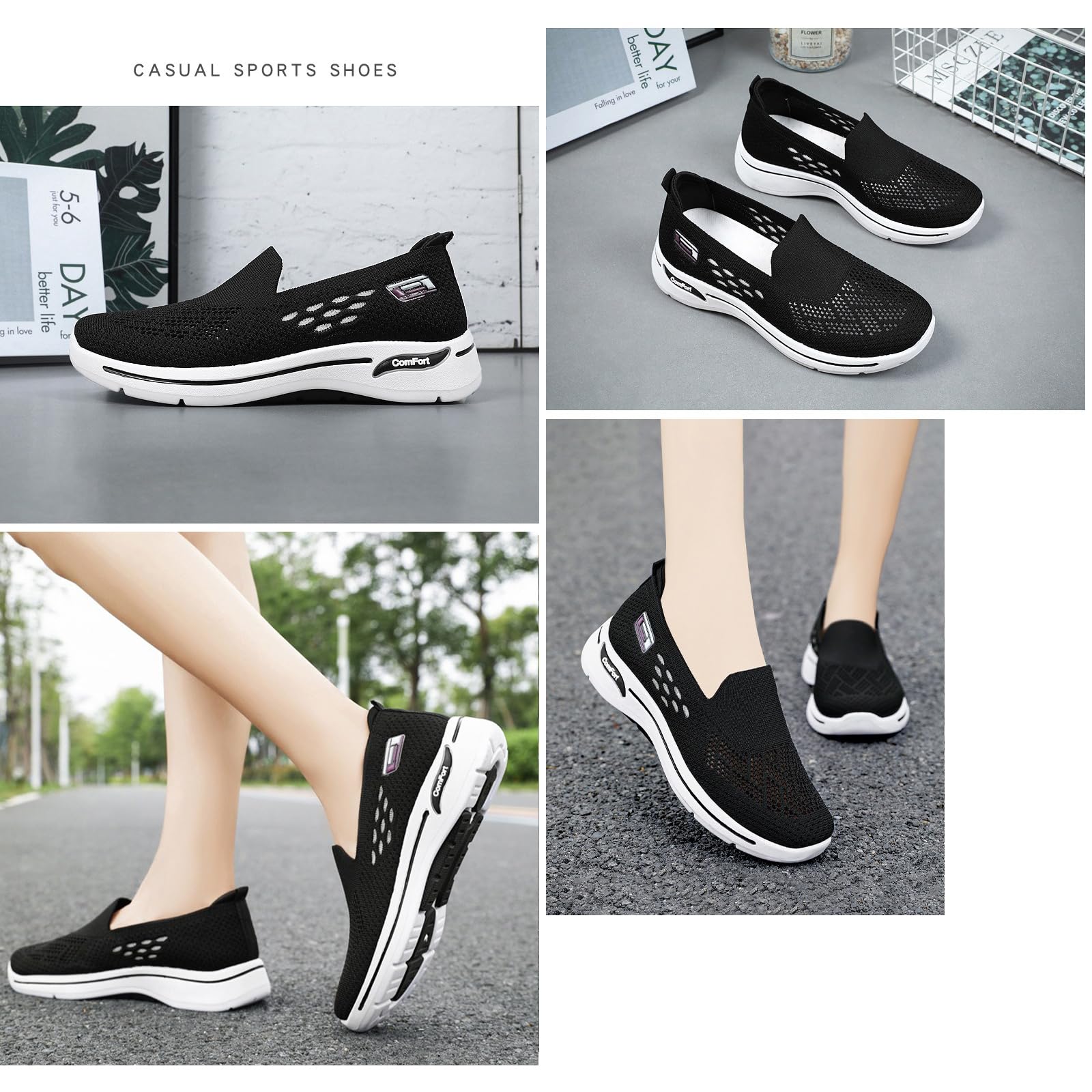 Zapatos ortopédicos para caminar para mujer, tejido de malla, ortopédicos, sin cordones, suela suave, refrescantes, cómodos, ligeros, transpirables, tenis al aire libre, deportes, manos libres