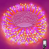 Vista 45 de Guirnalda de luces navideñas con 300 LEDs, 99 pies, para interiores y exteriores, cable transparente, impermeable, 8 modos, conectables, decoración