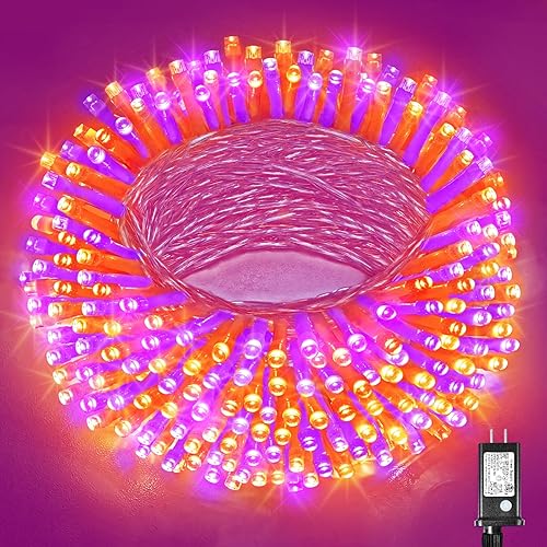 Miniatura 45 de Guirnalda de luces navideñas con 300 LEDs, 99 pies, para interiores y exteriores, cable transparente, impermeable, 8 modos, conectables, decoración