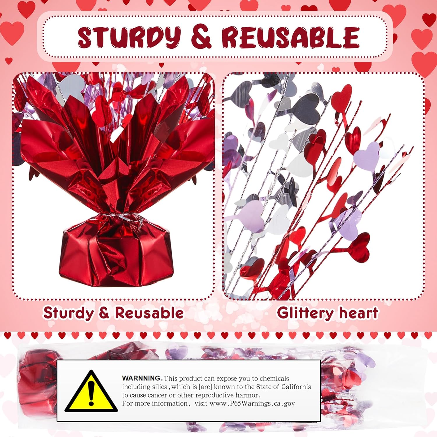 Juexica 12 Pcs Valentines Table Centerpieces Heart Burst Valentine Table Decorations Party Accessory Heart Tinsel Centerpieces Metallic Gleam Accessory for Party Decorations