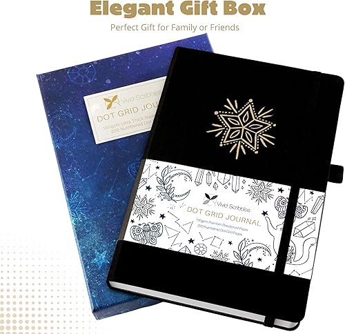 Miniatura 10 de Vivid Scribbles Diario de puntos papel blanco grueso de 564ozm 200 páginas de cuadrícula de puntos numerados cuadernos de viñetas de puntos A5 que