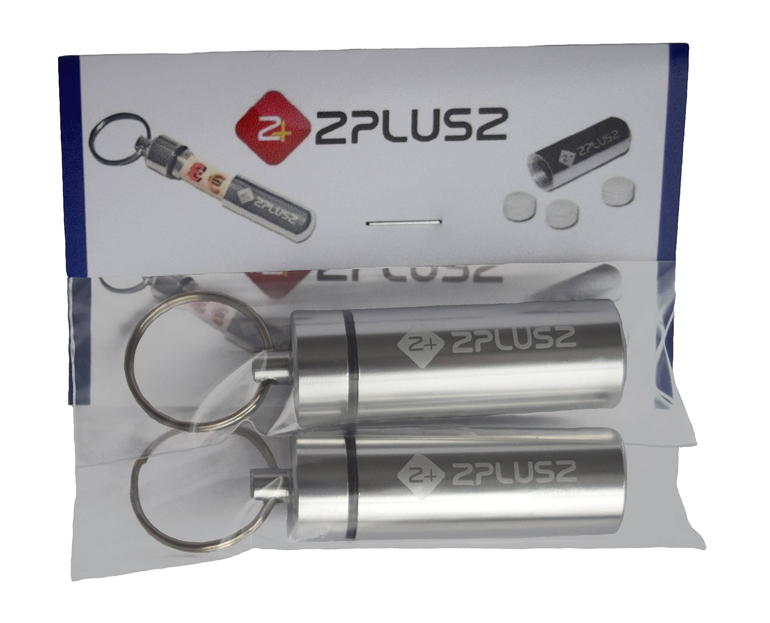 2PLUS2 Pack of Two Aluminium Pill Money Note Keyrings in Silver Screw Top Keychain – Bigger Version (15mm Internal Diameter and 48mm Internal Length)