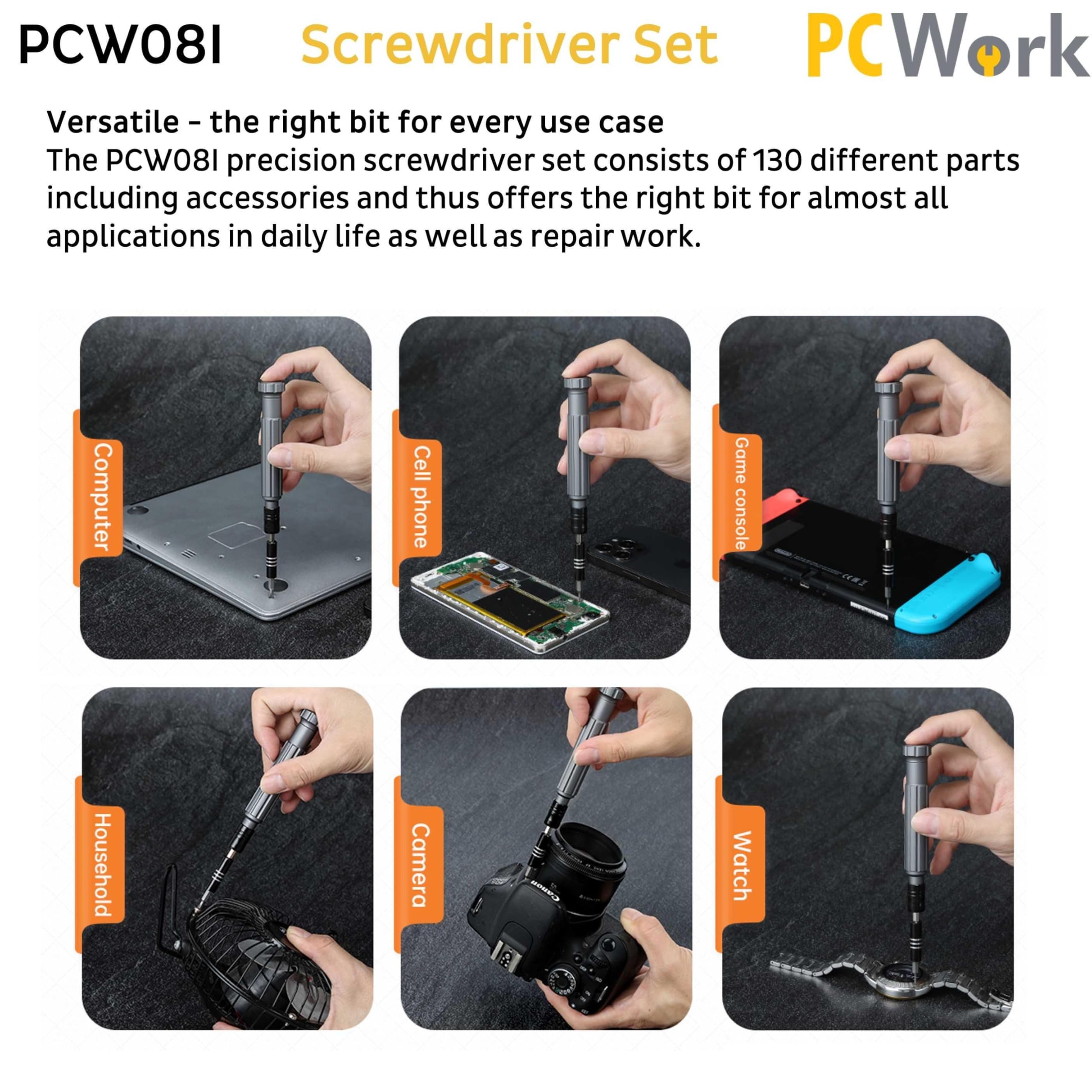 PCW08I - Set di cacciaviti di precisione, 130 pezzi