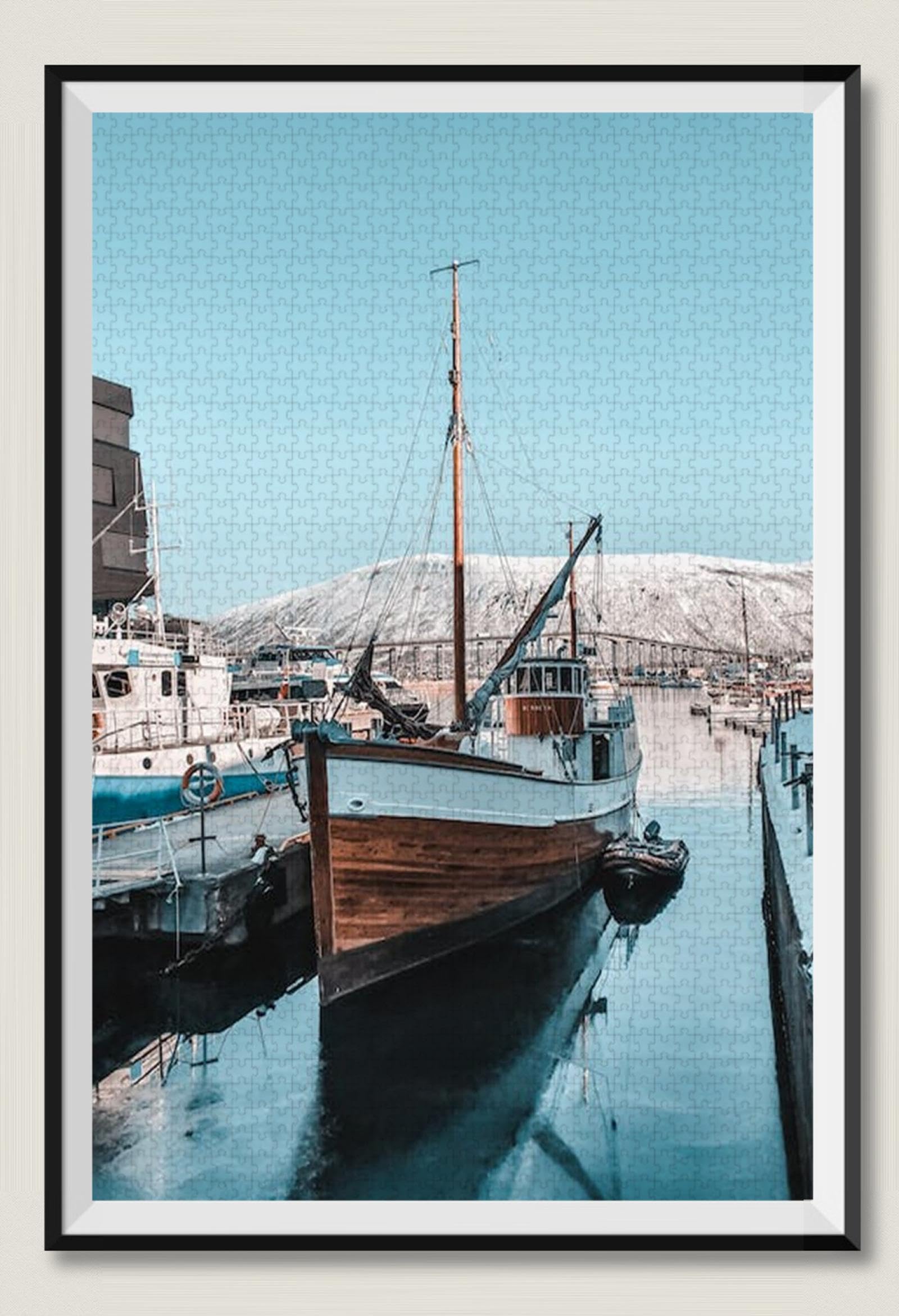 Bateau amarré - Puzzle en Bois de 8000 pièces - Pièces épaisses et Robustes Pour s'amuser en famille