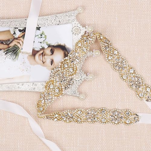 Miniatura 2 de Cinturón de boda con diamantes de imitación de cristal transparente para mujer para vestidos de novia