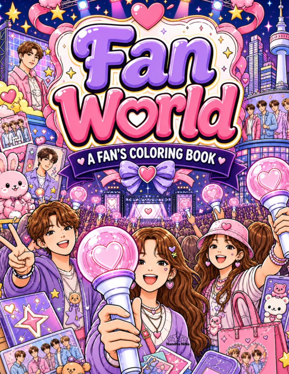 Fan World Coloring Book: A Fun K-Pop Fan Inspired Coloring Book for Teens, Adults & Music Lovers (Idol Vibes Coloring Series)