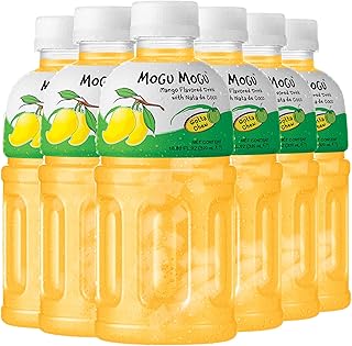 Mogu Mogu drink mango juice (6 Bottles) Drinks for kids made with fruit juice and nata de coco (coconut jelly) Fun chewable juice boxes for kids. Juice bottles made for adults and kids ready to drink juices