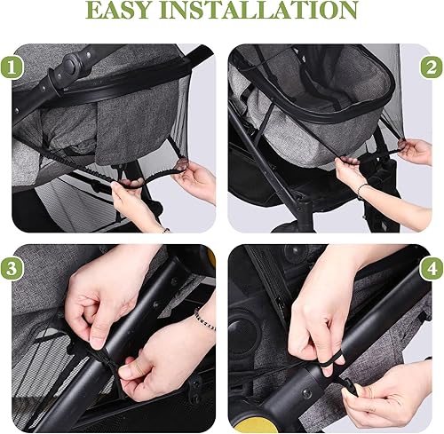Miniatura 6 de LIHAO Mosquitera universal para cochecito, mosquitera para bebés con cremalleras bidireccionales y bolsa de almacenamiento, mosquiteras
