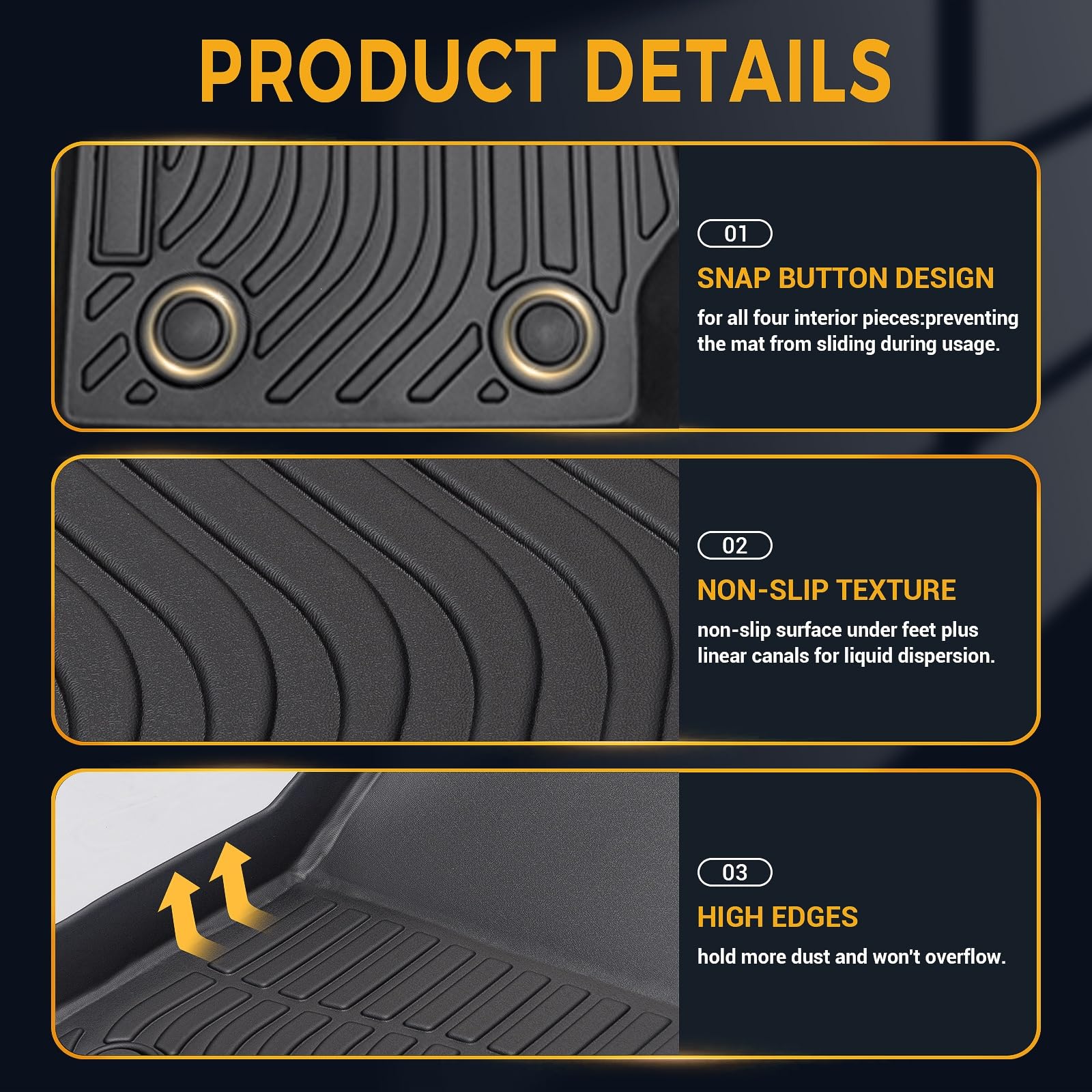 All Weather Floor Mats Compatible with 2011-2017 BMW X3 F25 3D TPE Rubber Full Cover Protection Car Mats — view 3