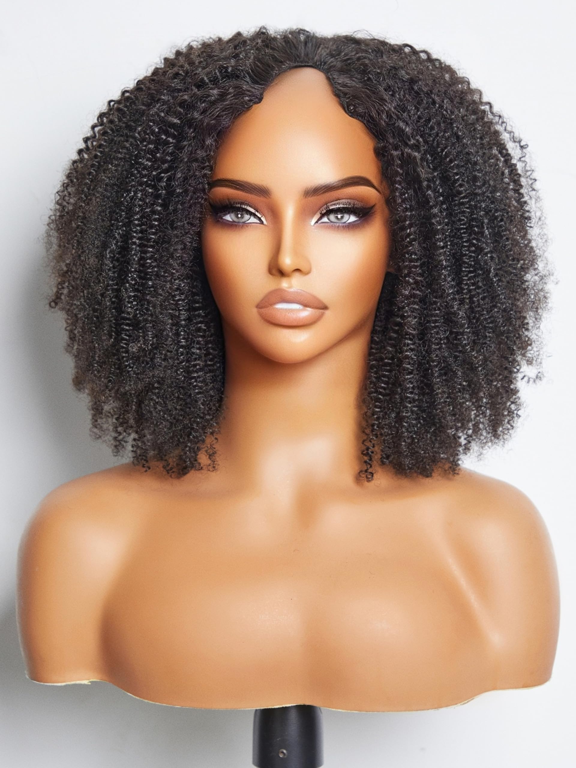 LUVME V Part Wig Human Hair Jerry Curly Glueless Wigs Human Hair for Women 18 Inch 180% Density Natural Black Color Pelucas De Mujer Pelo Humano