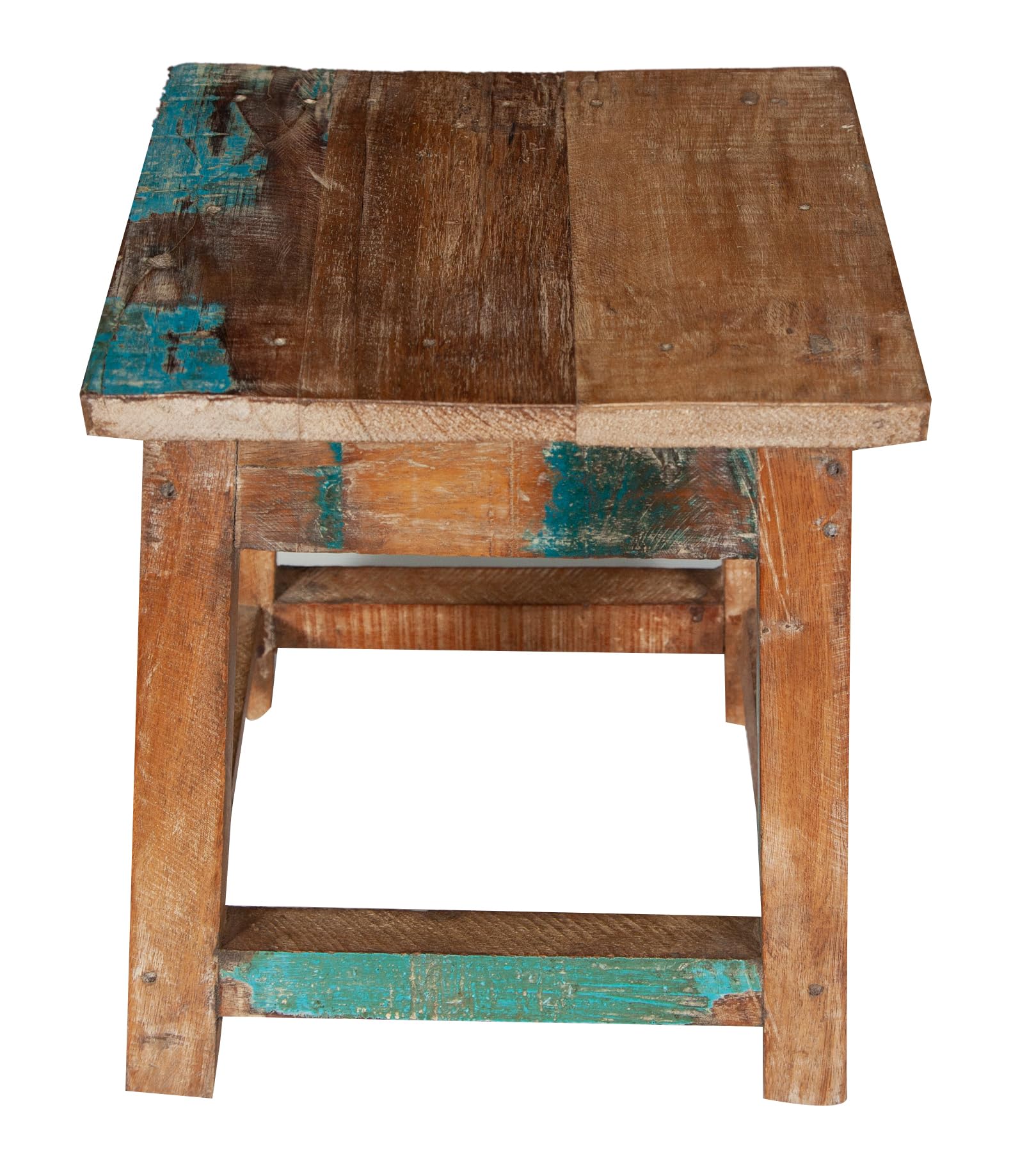 Biscottini Sgabello in legno basso quadrato 26x26x30 cm - Sgabellino da bagno - Panchetto in legno riciclato - Sgabellino piccolo - Supporto per piante - Sgabelli da ristorante, bar e cucina