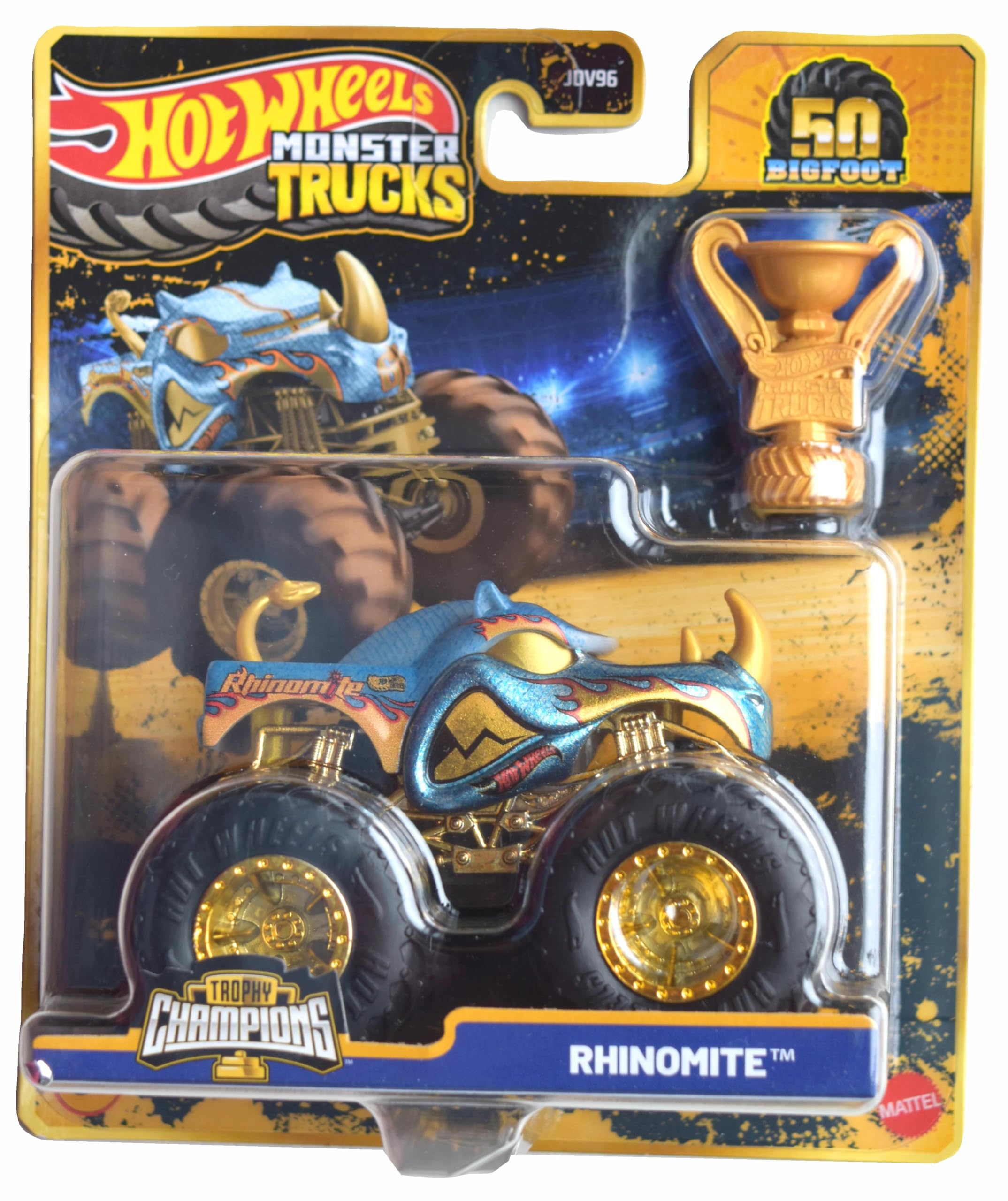 Hot Wheels Monster Trucks Rhinomite, Trophy Champions 50th Bigfoot Series 1:64 Scale die cast