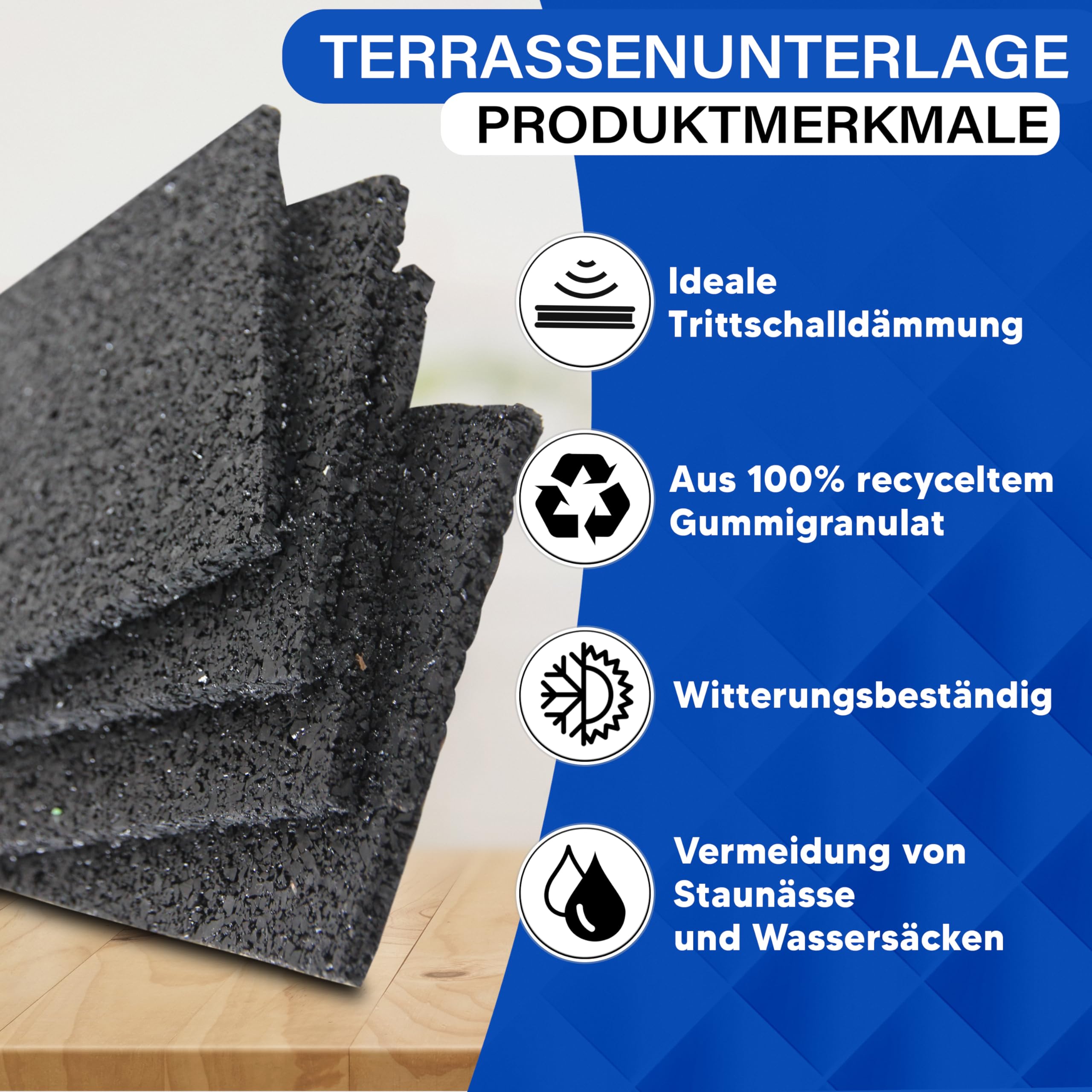 Terraspads 3 mm gemaakt van rubbergranulaat 40 st
