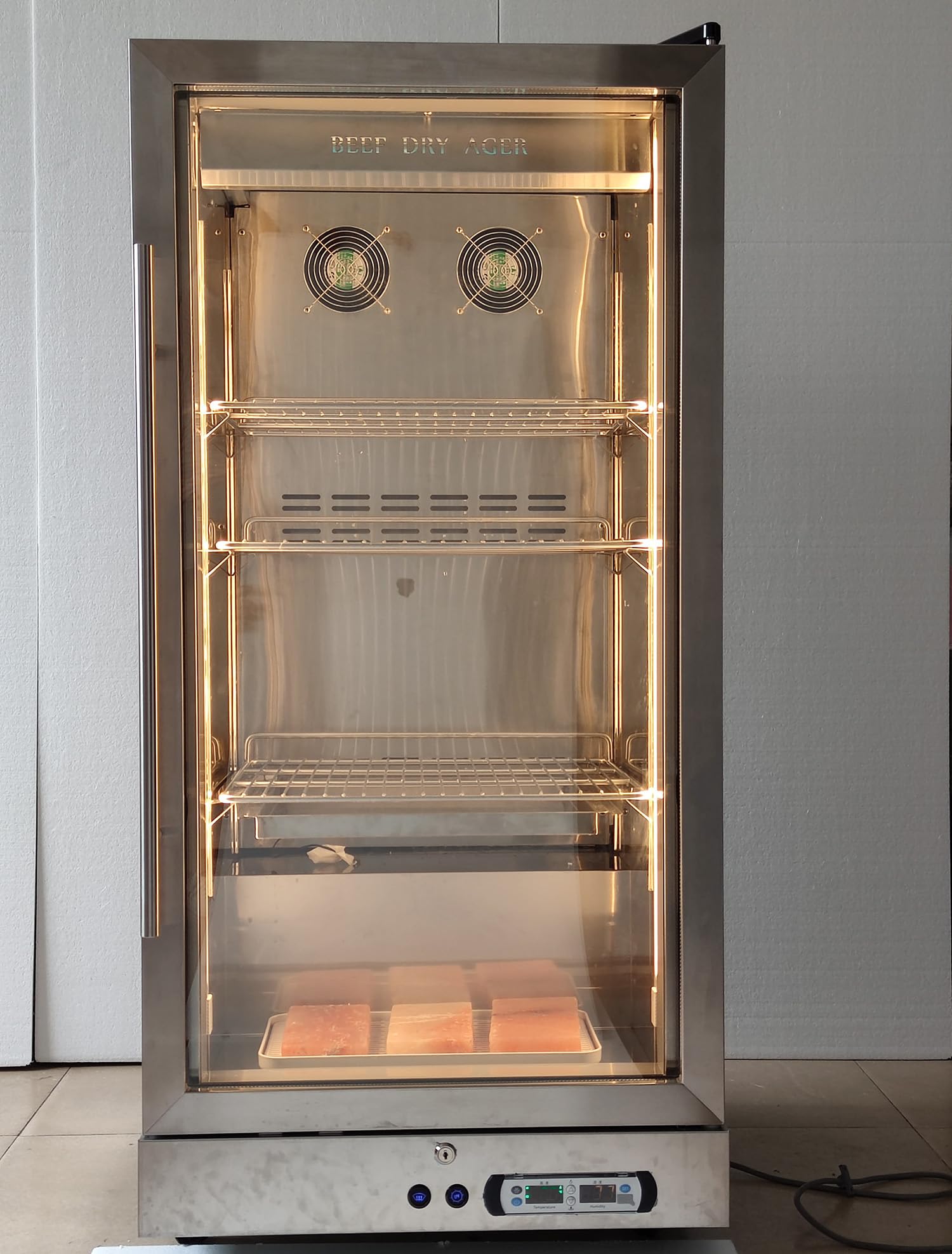 Kolice Commercial Dry Aging Beef Showcase Fridge, Steak Aging Machine, Beef Display Showcase Freezer-268L, 4 Tiers, Smart Temperature and Humidity Controller