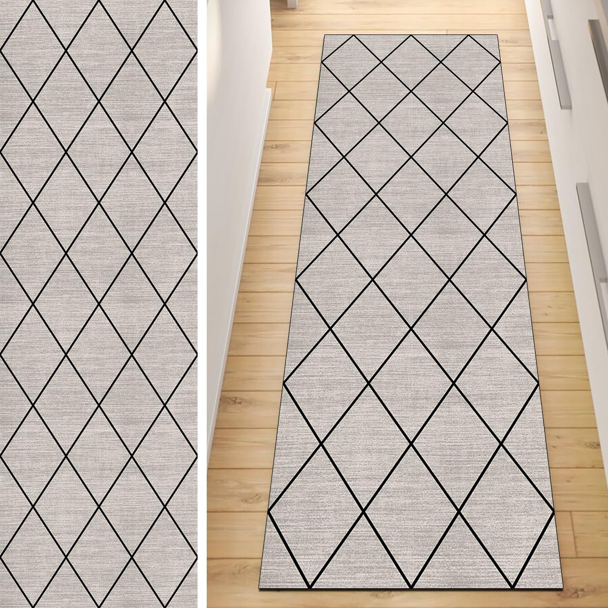 Tapis de couloir moderne beige pour un salon chaleureux