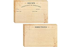 Pack of 80 Premium Kraft Recipe Cards, Double-Sided Recipe Keeper Cards &...