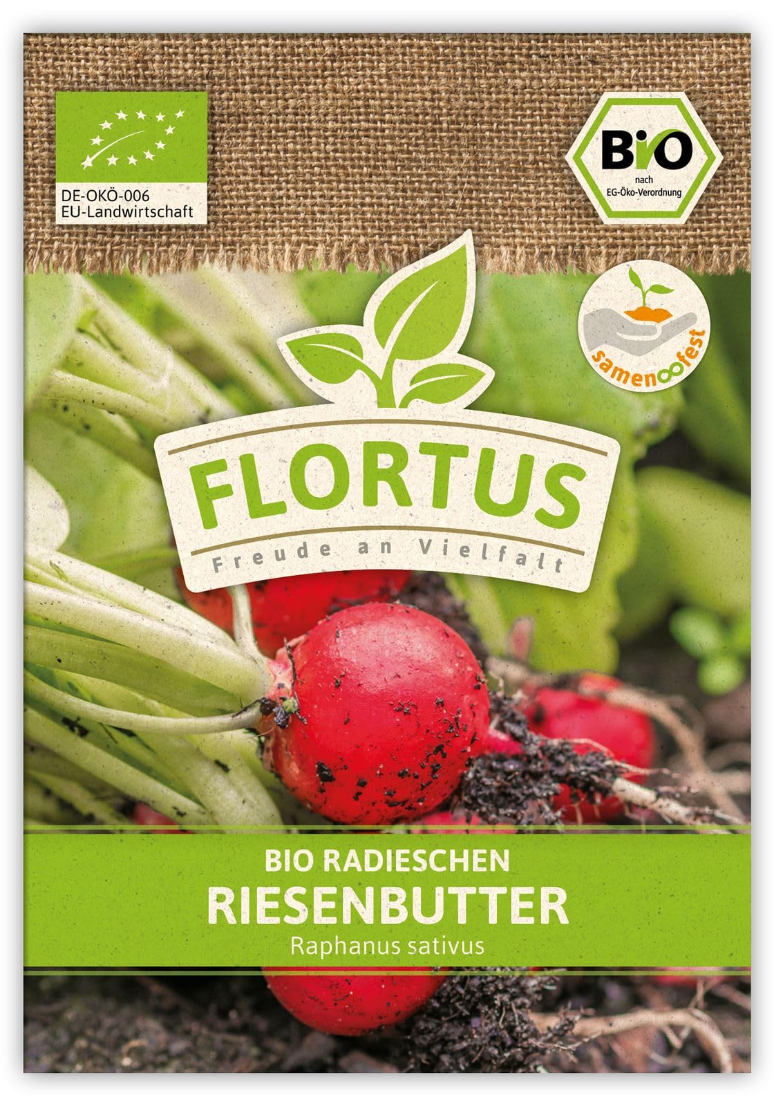 FLORTUS 2000-0520-100x Radieschen Riesenbutter (100 Stück) (BIO Radieschensamen)
