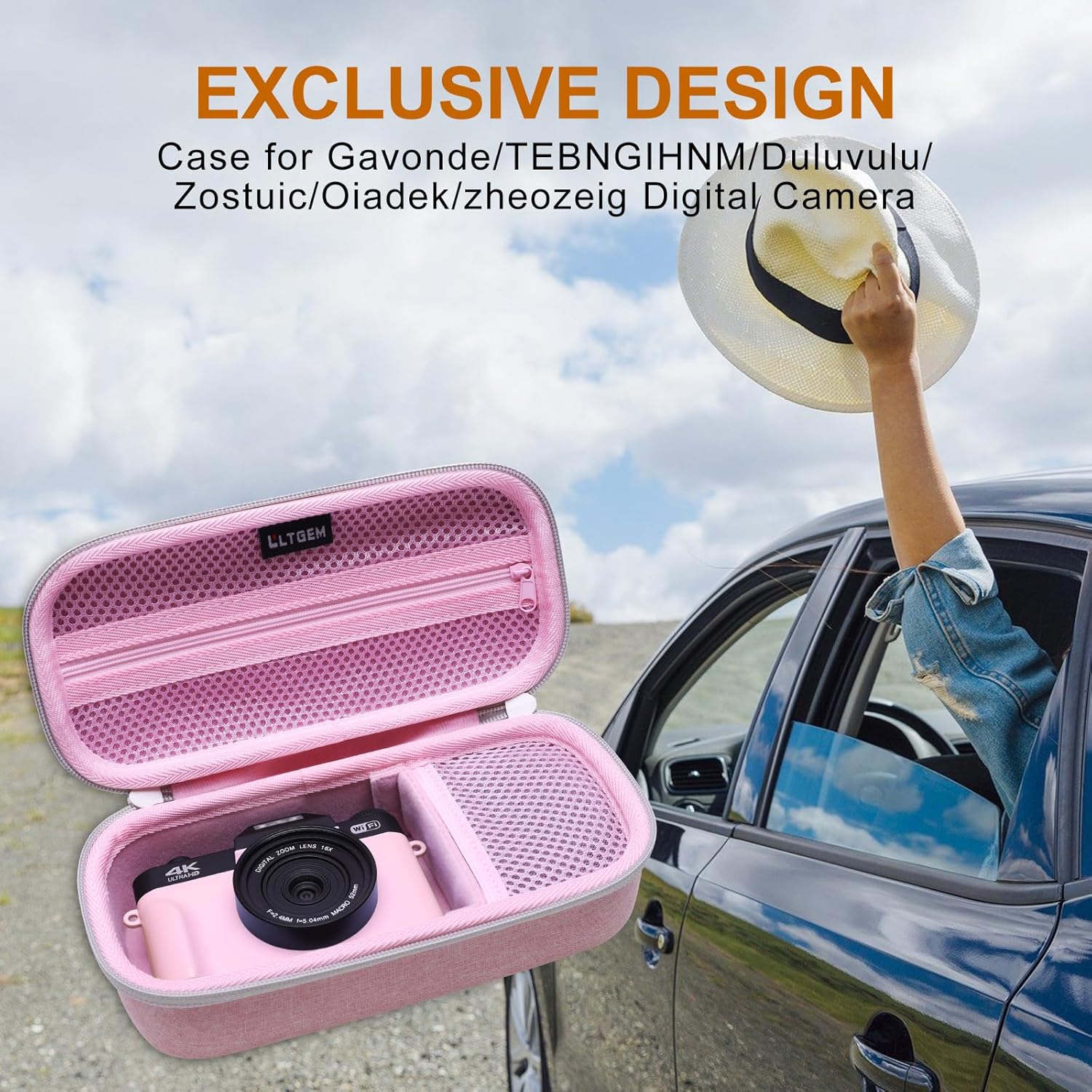 L LTGEM 4K Digital Camera Case Compatible with VJIANGER/YIGLLO/Zostuic/Duluvulu/Gavonde/XNSIAKXA/FlyFrost/SIXTARY/DUOCH 4K Vlogging Camera with Shoulder Strap, Pink - Image 7