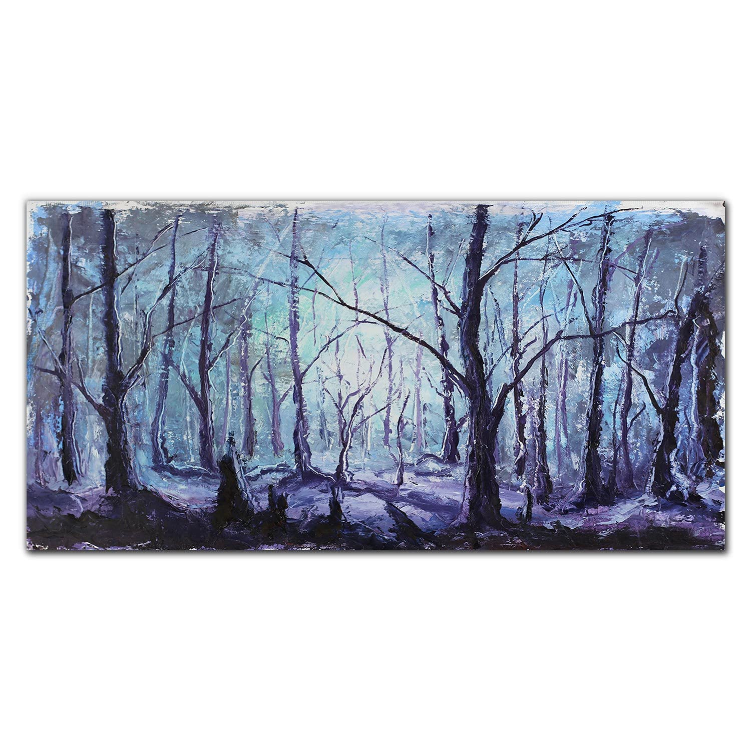 Crédence de cuisine adhésive 120x60cm en verre trempé paysage de neige de la forêt d'hiver