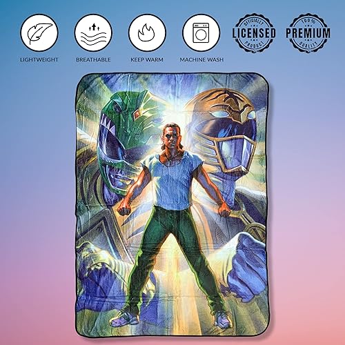 Miniatura 4 de Power Rangers Manta de franela verde y blanca Ranger Tommy Oliver manta de forro polar súper suave 45 x 60 pulgadas