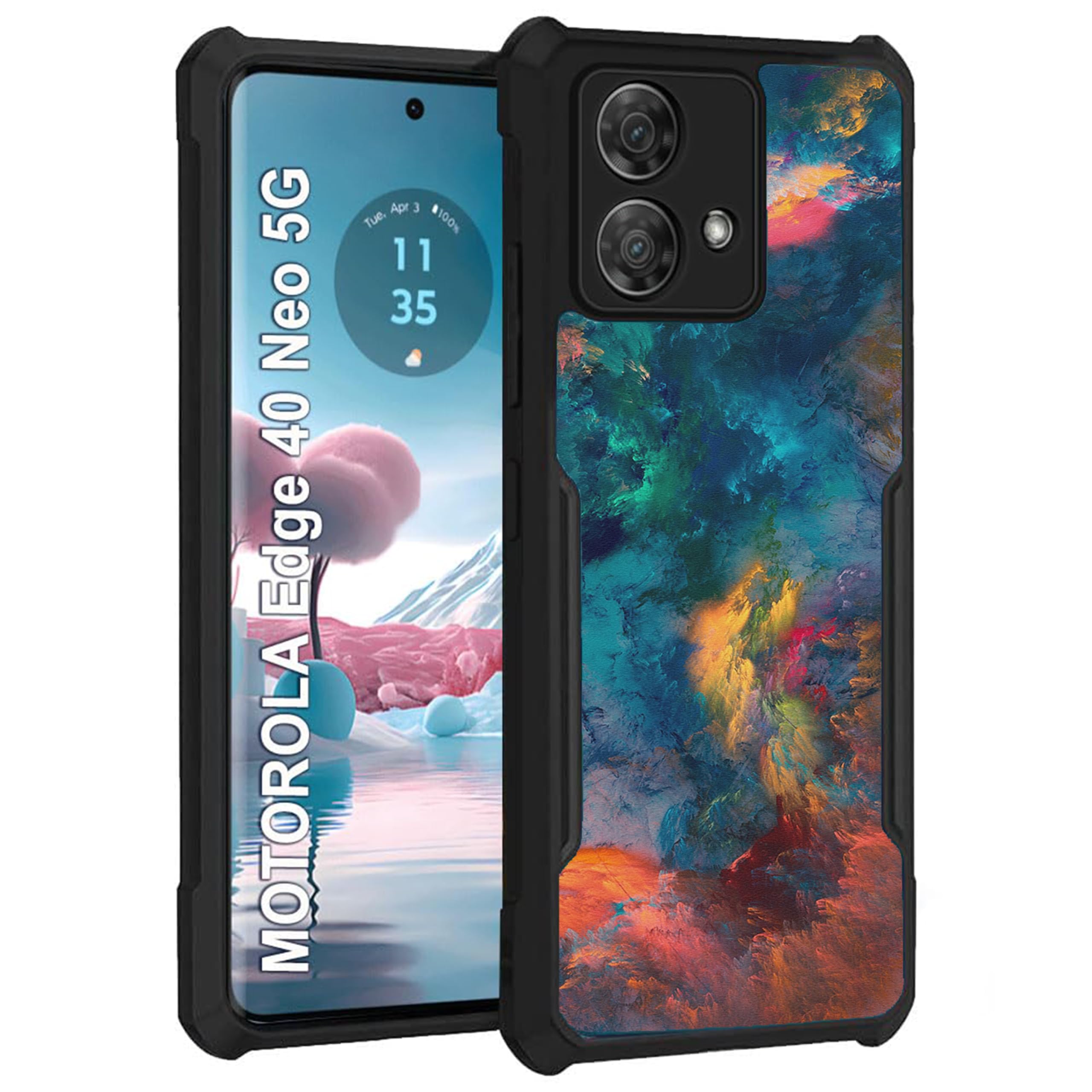 COBERTA Slim Shockproof 360 Degree Protection Design Back Cover Case for Motorola Edge 40 Neo | (Blue Colour Storm)