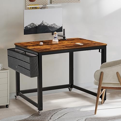 Miniatura 9 de AHB Escritorio rodante para computadora con 4 ruedas lisas escritorio de escritura móvil de estilo simple mesa de estudio para oficina en casa