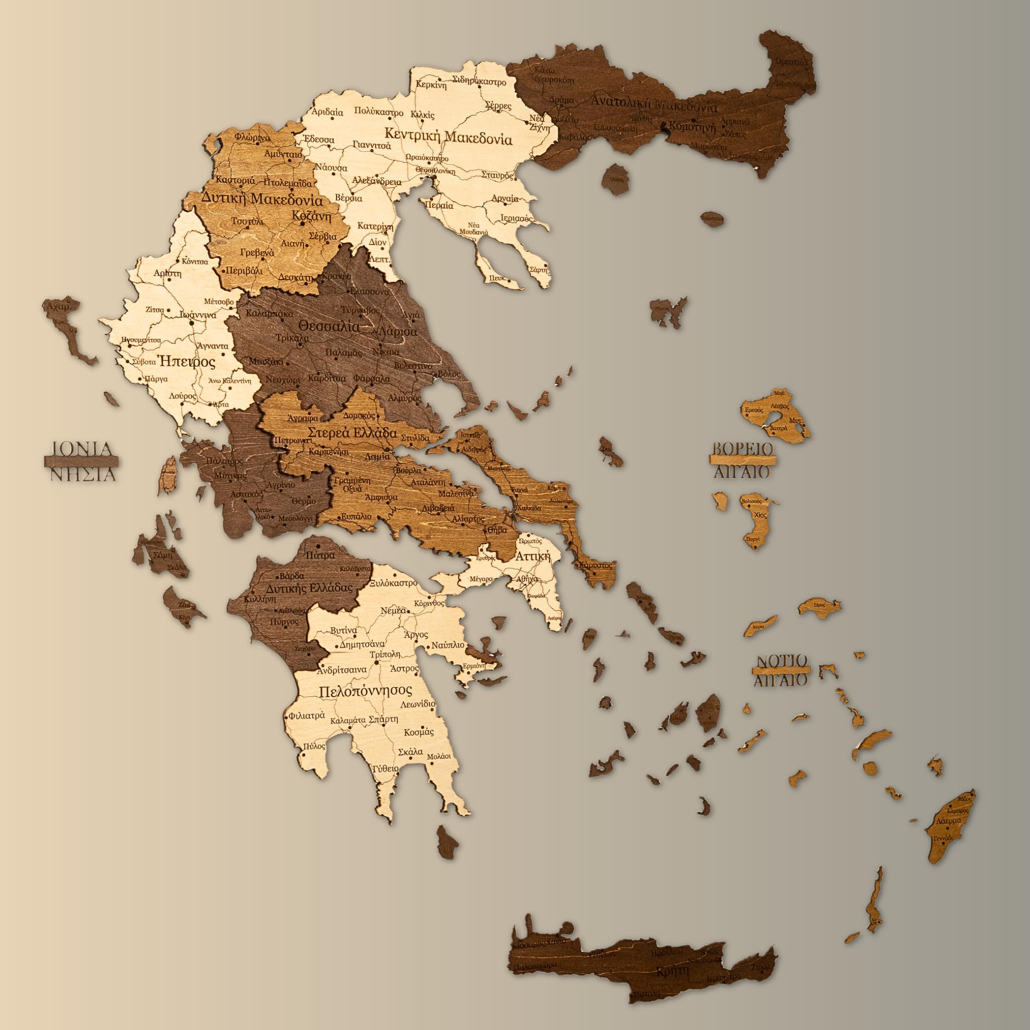 Drewniana Mapa Grecji 3D w Języku Greckim, Dekoracja Ścienna, Sztuka Ścienna z Drewna