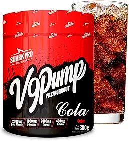 Shark Pro V9 Pump Pré-Treino Sabor Cola - 400mg de Cafeína - Suplemento Alimentar de Beta Alanina, Arginina, Taurina e Cafeína - 300g