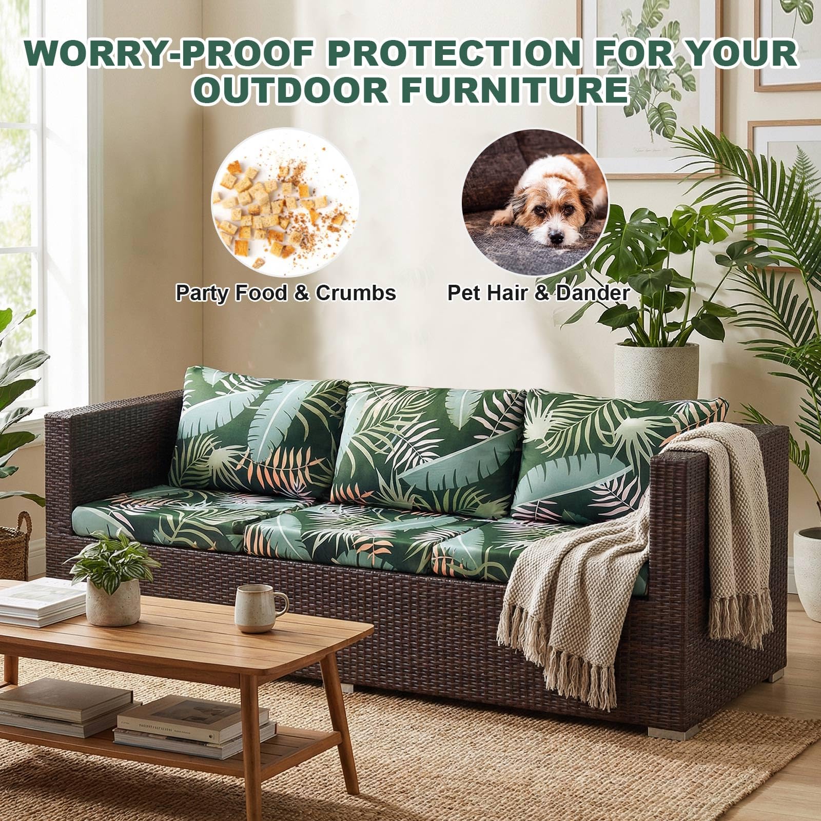 Funda de cojín para sofá de patio al aire libre, fundas elásticas de repuesto para cojines de muebles de patio, fundas de sofá suaves, fundas de asiento flexibles y protectores de silla duraderos (8