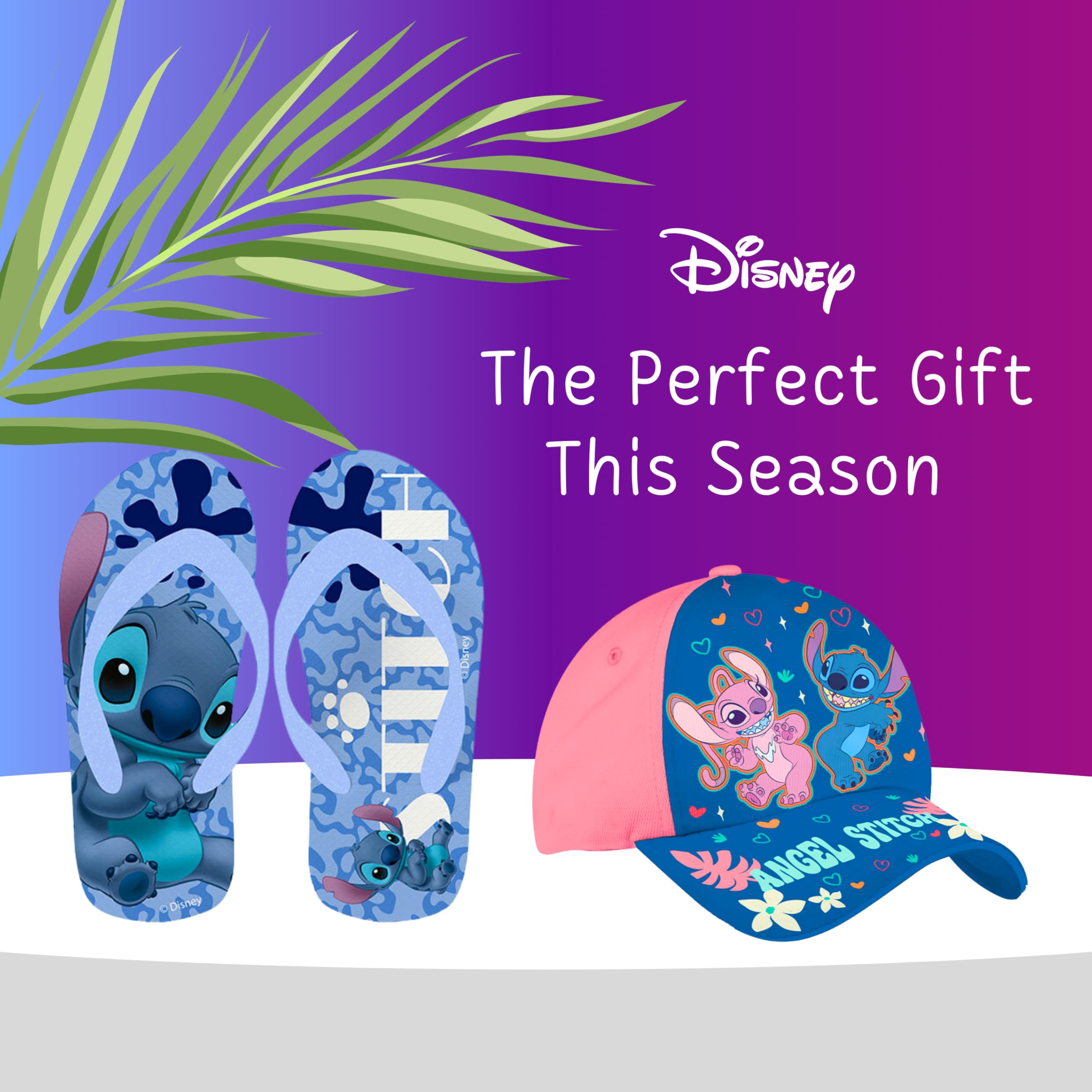Disney Stitch Baseball Kappe und Flip-Flops für Mädchen, Stitch und Angel Sommerset, Größen EU 25 bis 32