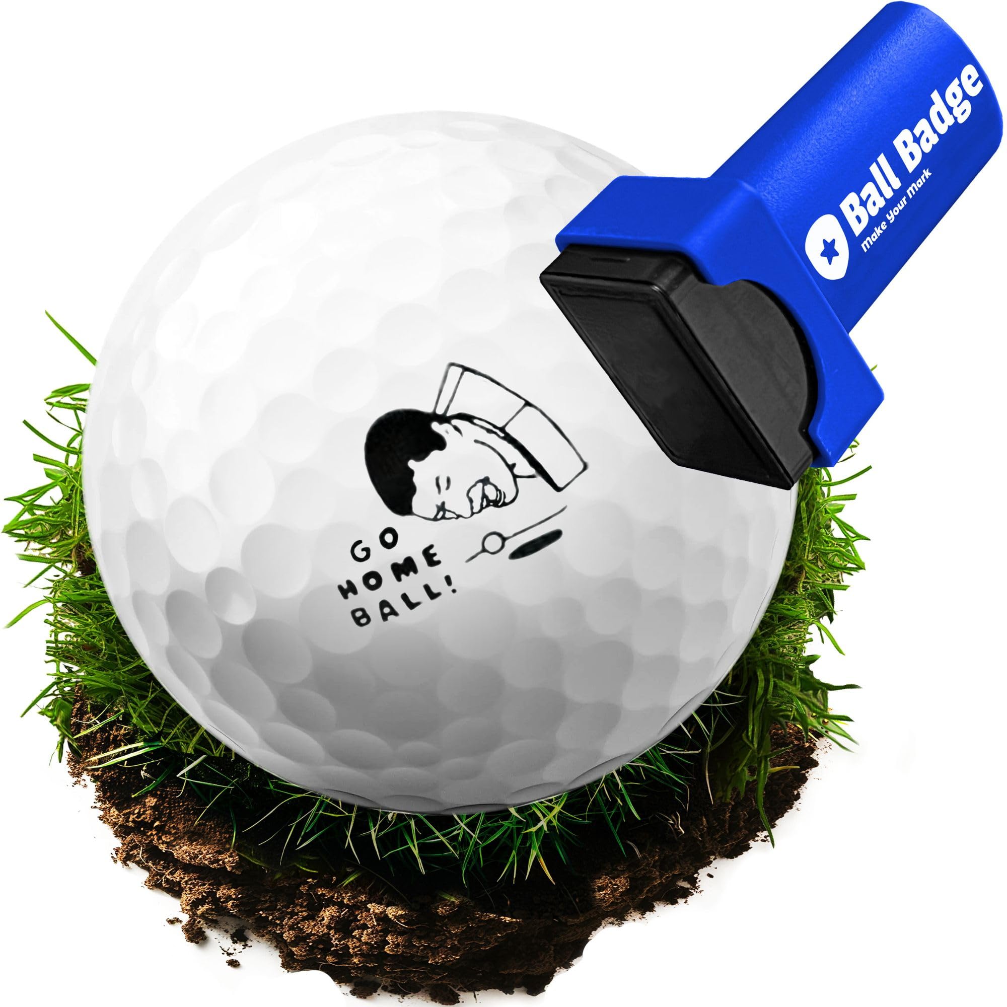 Ball Badge - Golf Ball Stamp (The Happy Series), Golf Ball Marker, Reusable Golf Ball Marking Tool to Identify Golf Balls (Go Home Ball)